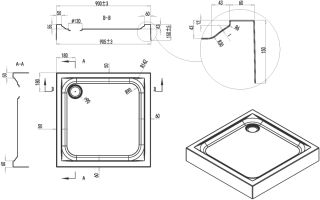 Душевой поддон Am.pm Gem W90T-403-090W 90x90